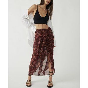 FREE PEOPLE Flounce Around Maxi Skirt / Dark Combo